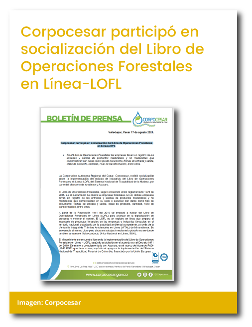 Corpocesar partició en socialización del libro de Operaciones Forestales en Línea - LOFL