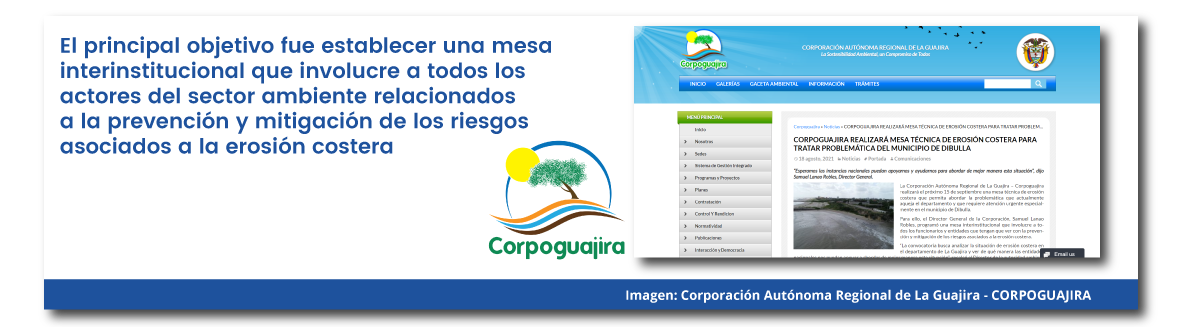 CORPOGUAJIRA REALIZARÁ MESA TÉCNICA DE EROSIÓN COSTERA PARA TRATAR PROBLEMÁTICA DEL MUNICIPIO DE DIBULLA